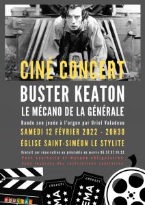 m'affiche du ciné-concert le Mécano de la Générale 12-02-2022